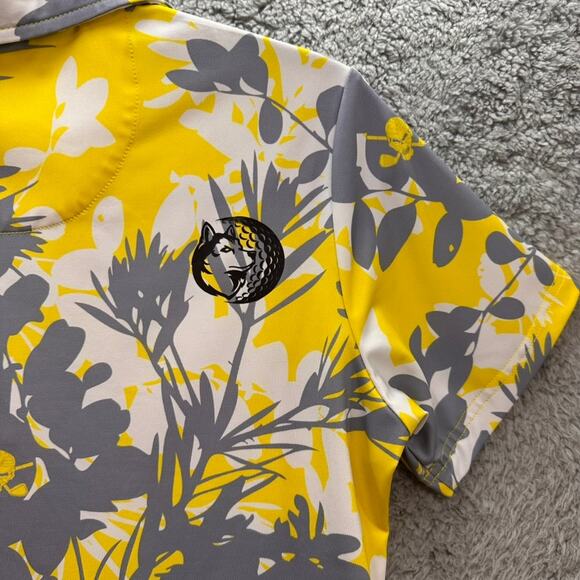 Tattoo Golf Aloha Collection Women's Small Short Sleeve Polo Yellow Gray Active - Picture 9 of 10